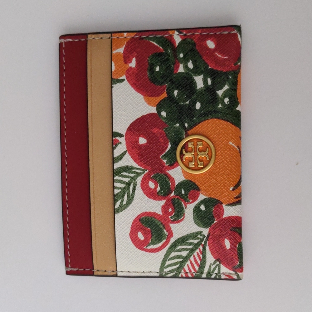 New Tory Burch Robinson Printed Card Case Fruit Basket